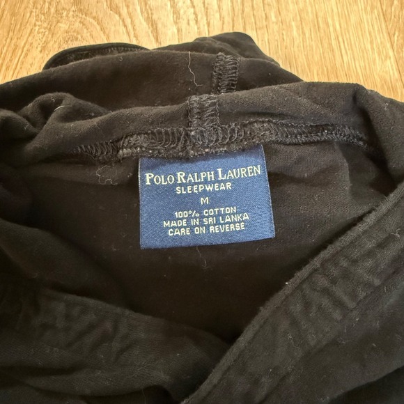 Polo Ralph Lauren Sleepwear Hoodie Mens Medium Black Pullover Long Sleeve Cotton - Picture 6 of 9